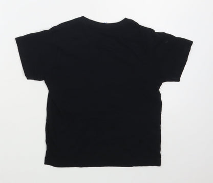 JHK Boys Black  100% Cotton Basic T-Shirt Size 5-6 Years Round Neck Pullover
