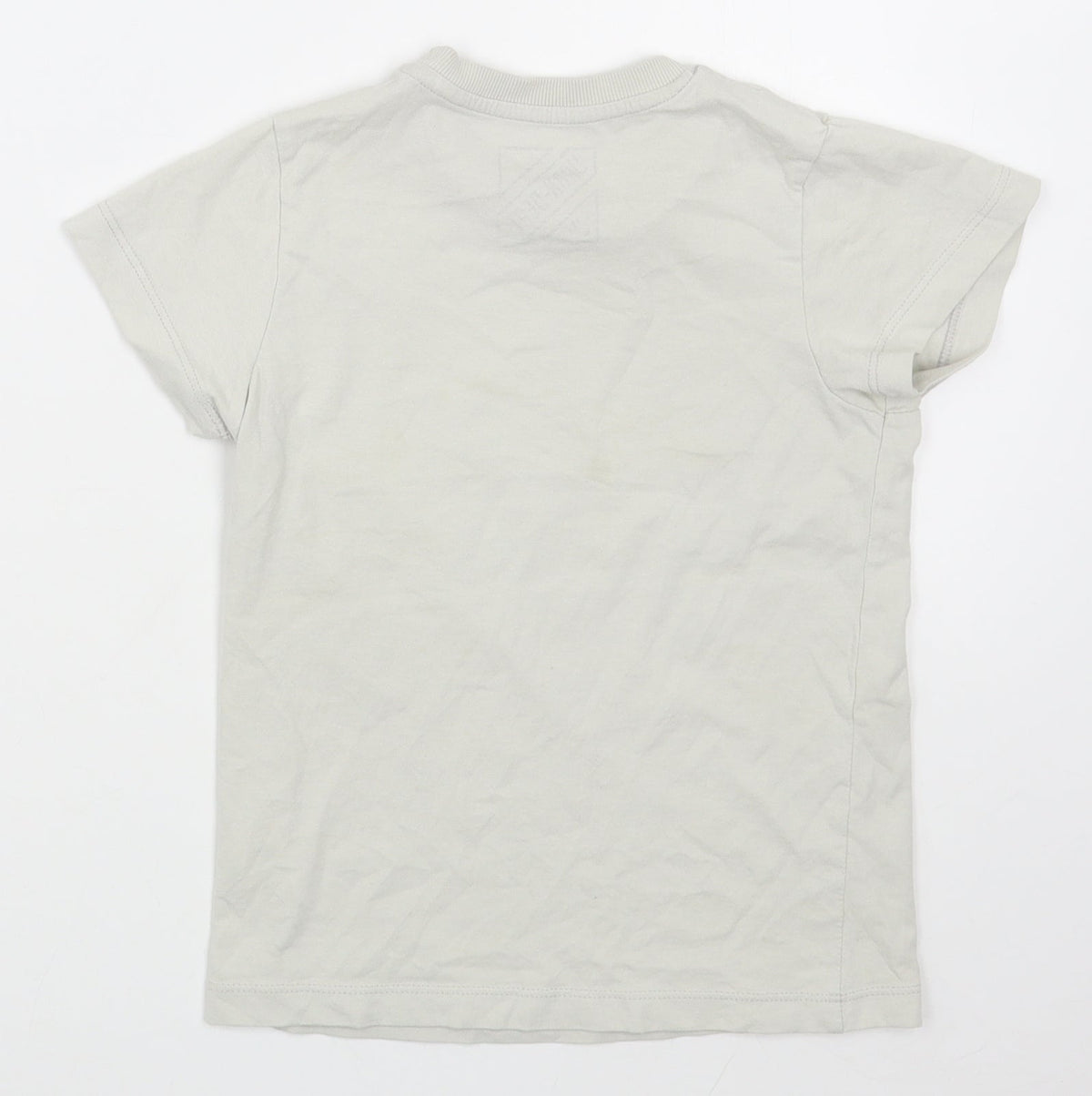 Back view of Matalan boys’ white 100% cotton basic t-shirt, size 6, years round neck pullover