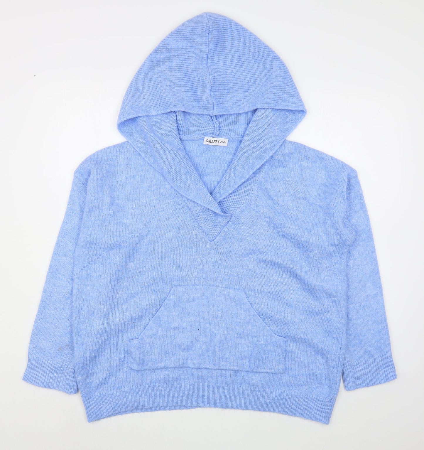 Gallery Womens Blue  Acrylic Pullover Hoodie Size S  Pullover