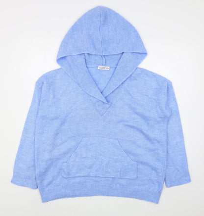 Gallery Womens Blue  Acrylic Pullover Hoodie Size S  Pullover