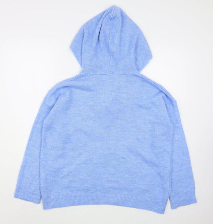 Gallery Womens Blue  Acrylic Pullover Hoodie Size S  Pullover