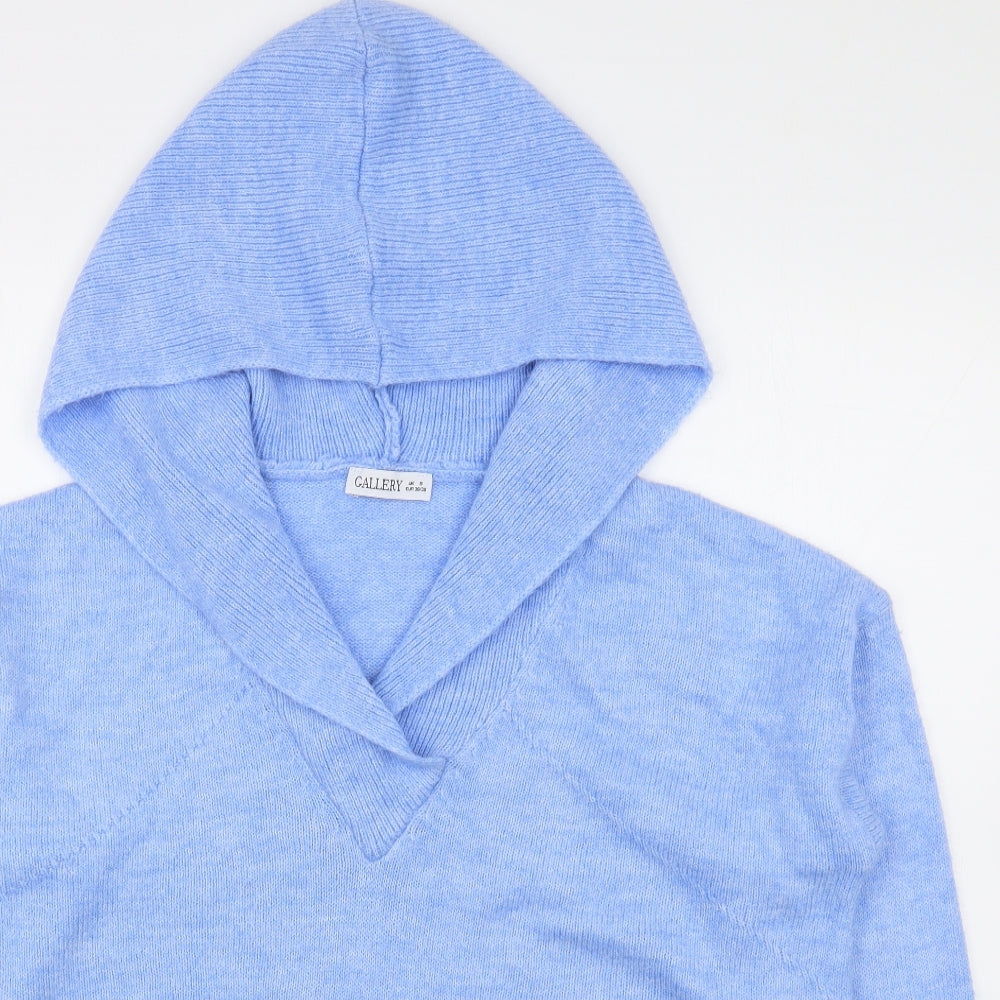 Gallery Womens Blue  Acrylic Pullover Hoodie Size S  Pullover