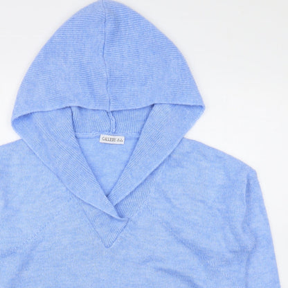 Gallery Womens Blue  Acrylic Pullover Hoodie Size S  Pullover