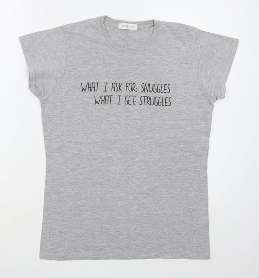 Womens UK Size 12 Urban Bliss Grey Basic T-Shirt