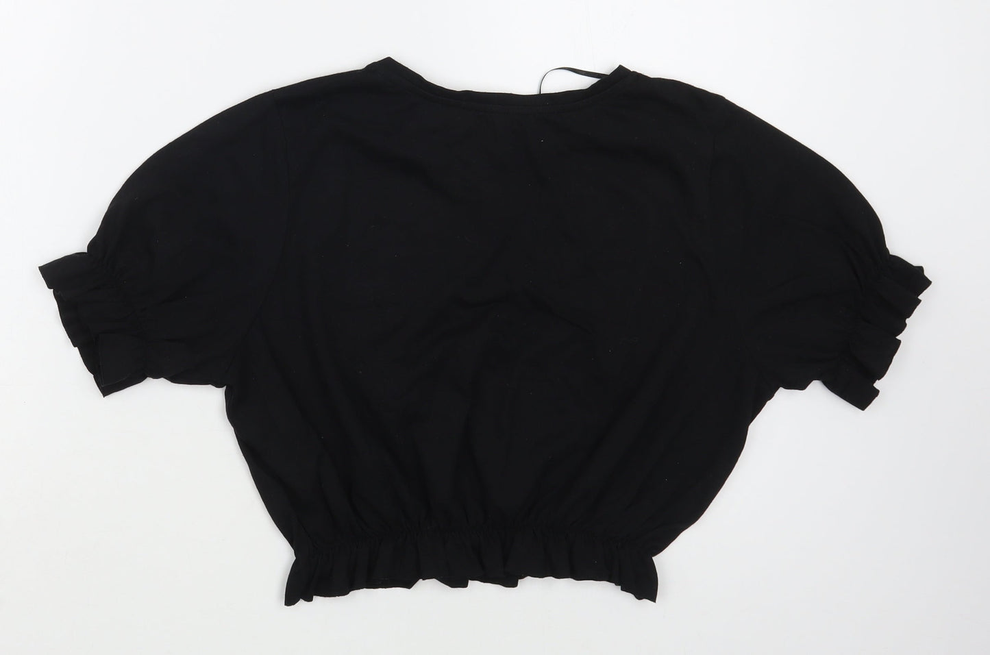 Primark Womens Black  Cotton Basic Blouse Size M Boat Neck