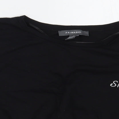 Primark Womens Black  Cotton Basic Blouse Size M Boat Neck