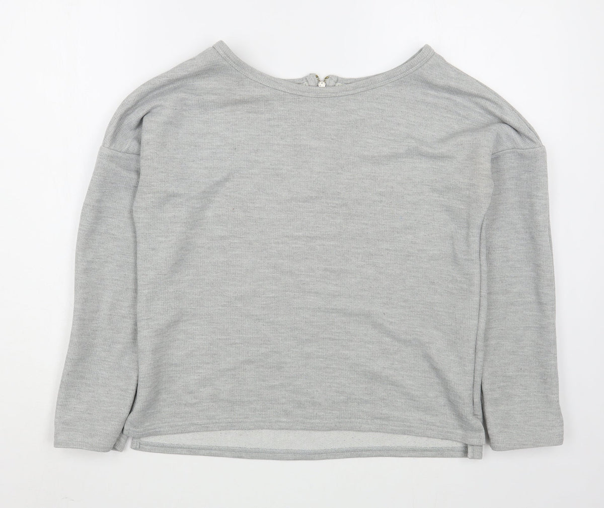 Additional front view of New Look women’s grey polyester pullover sweatshirt, size UK 12, zip