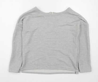 Additional front view of New Look women’s grey polyester pullover sweatshirt, size UK 12, zip