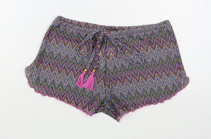 Primark Womens Multicoloured Striped Polyester Hot Pants Shorts Size S  Regular Tie - Swim Cover Up