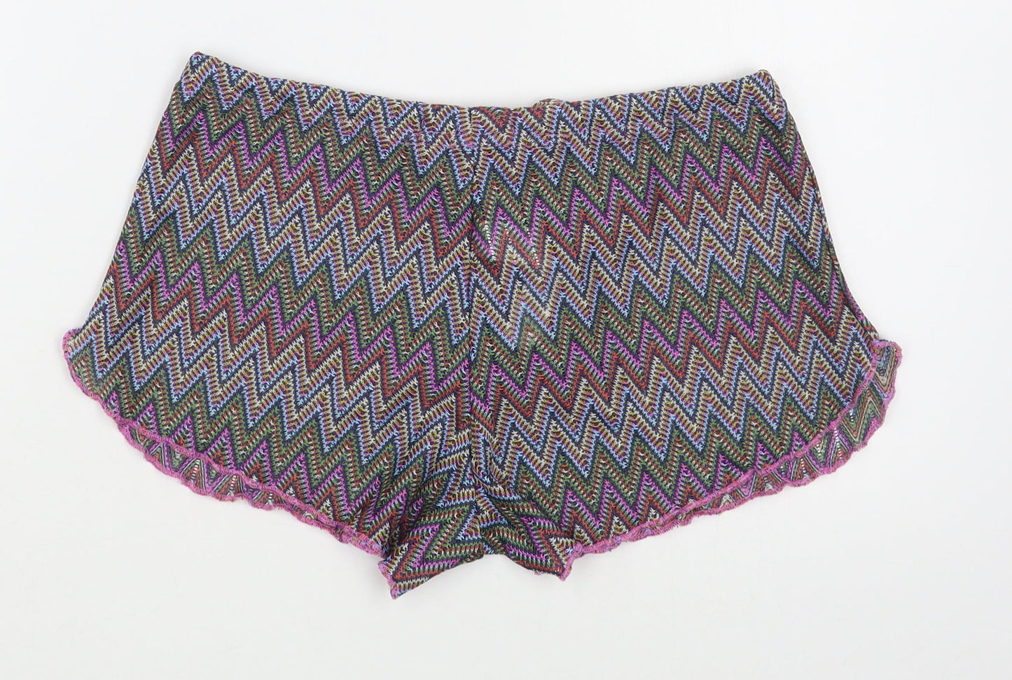 Primark Womens Multicoloured Striped Polyester Hot Pants Shorts Size S  Regular Tie - Swim Cover Up