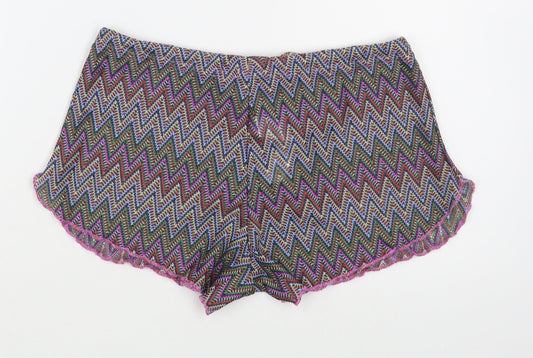 Primark Womens Multicoloured Striped Polyester Hot Pants Shorts Size S  Regular Tie - Swim Cover Up