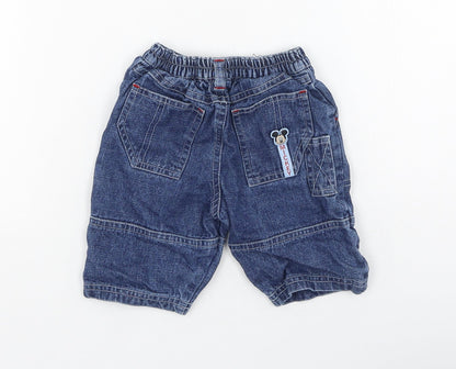 Preworn Boys Blue  Cotton Cropped Jeans Size 0-3 Months   - Mickey Mouse