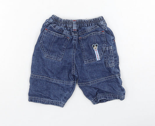 Preworn Boys Blue  Cotton Cropped Jeans Size 0-3 Months   - Mickey Mouse
