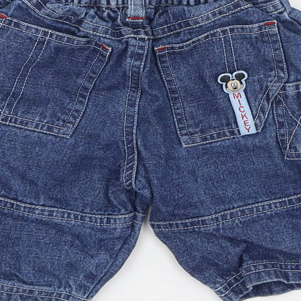Preworn Boys Blue  Cotton Cropped Jeans Size 0-3 Months   - Mickey Mouse