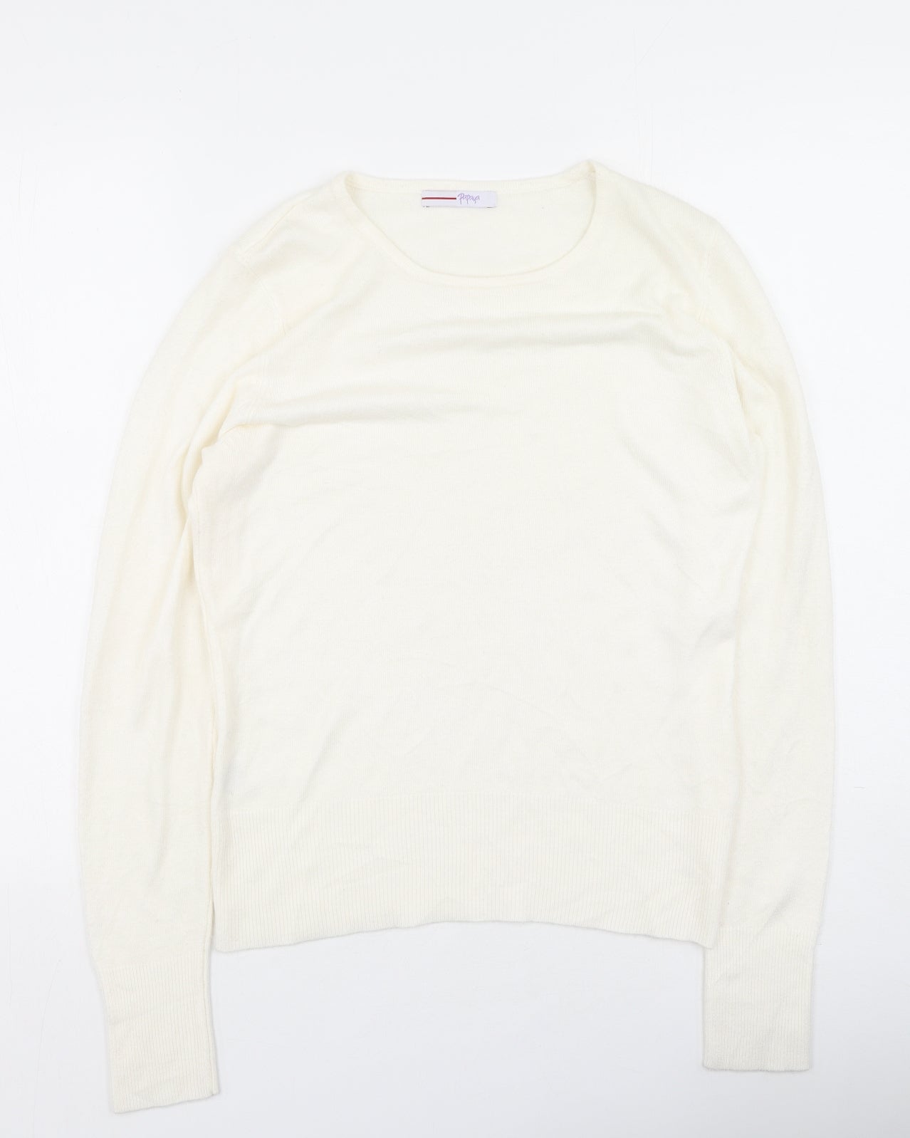 Womens UK Size 12 Papaya White Henley Jumper