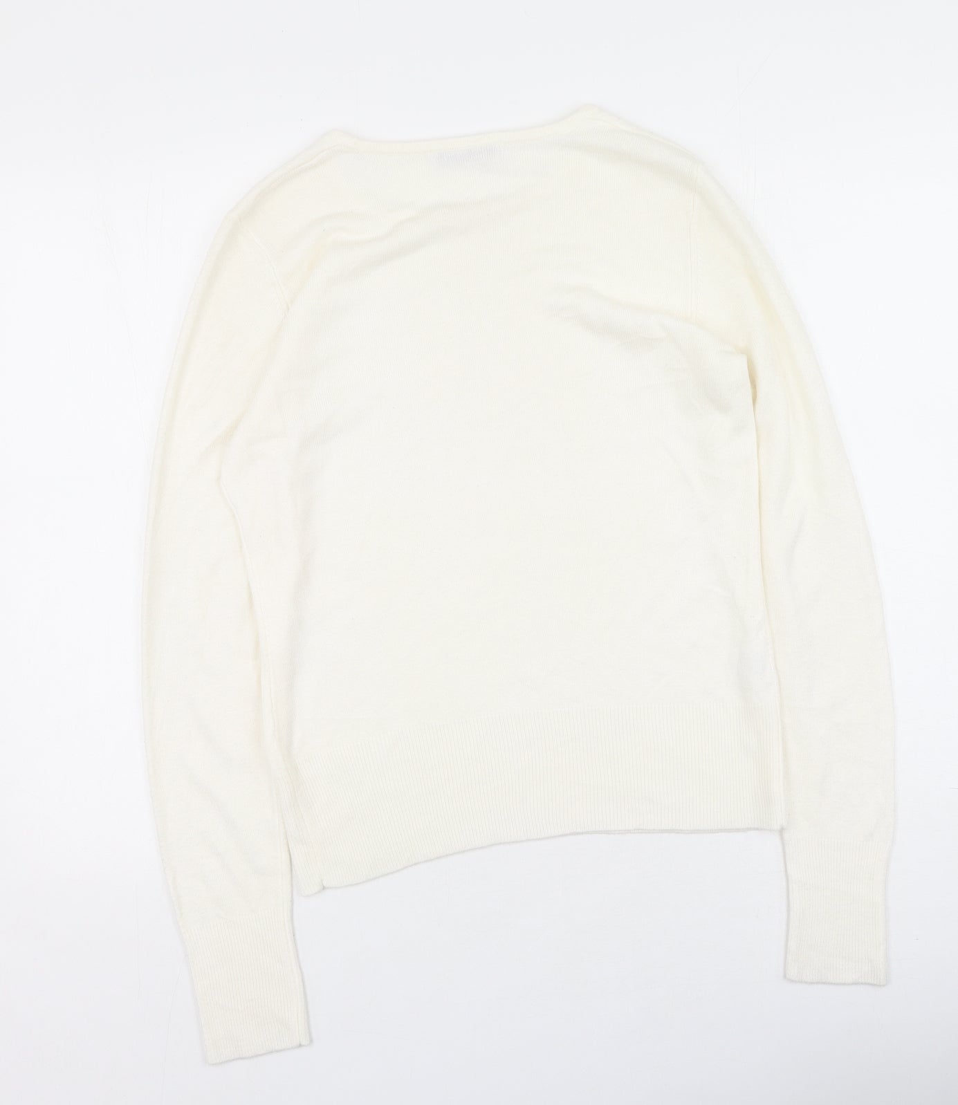 Womens UK Size 12 Papaya White Henley Jumper