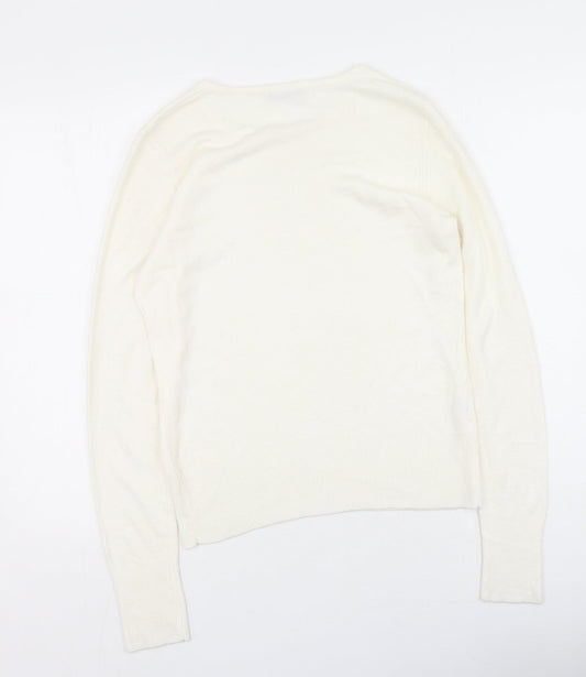 Womens UK Size 12 Papaya White Henley Jumper