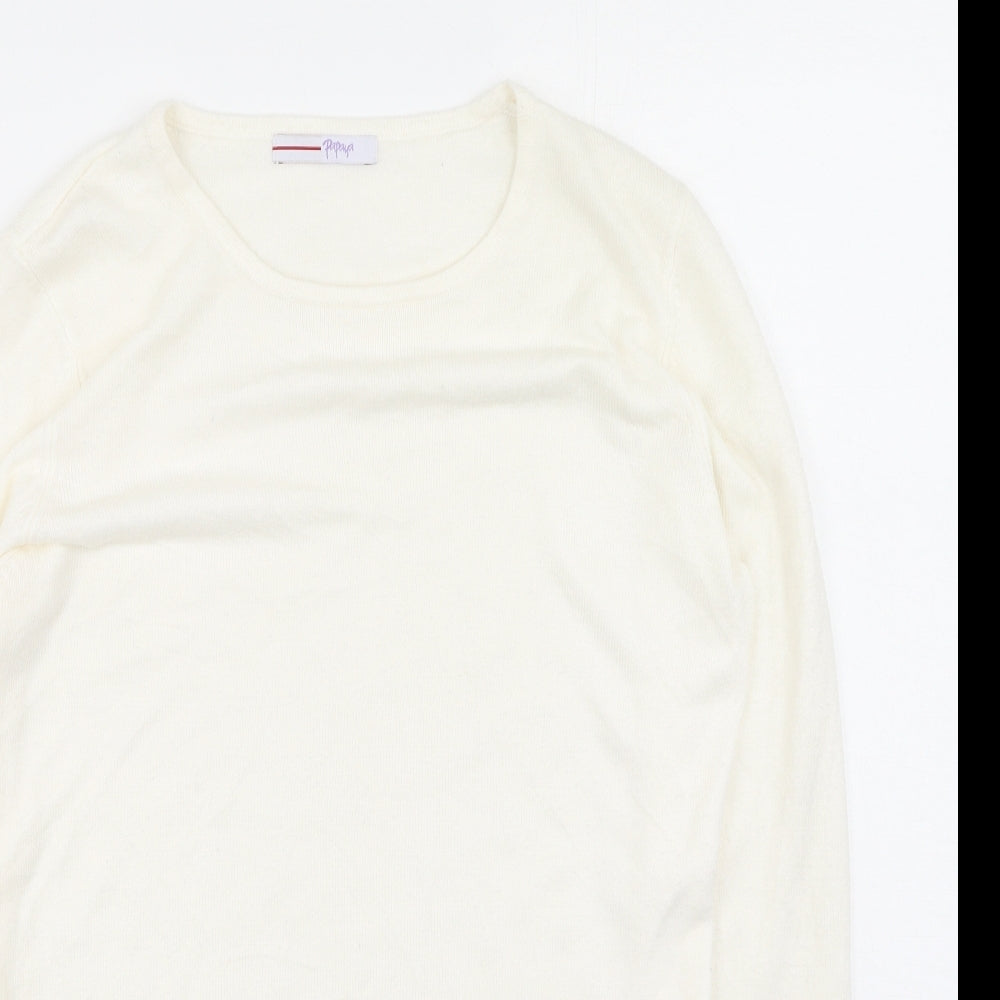 Womens UK Size 12 Papaya White Henley Jumper