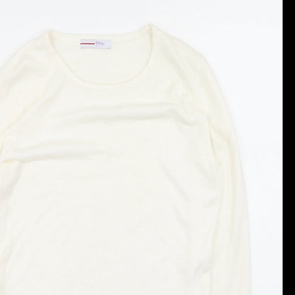 Womens UK Size 12 Papaya White Henley Jumper