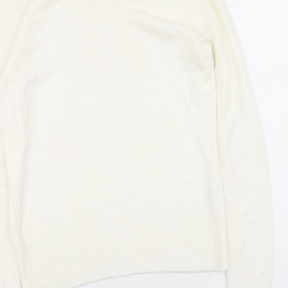 Womens UK Size 12 Papaya White Henley Jumper