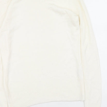 Womens UK Size 12 Papaya White Henley Jumper