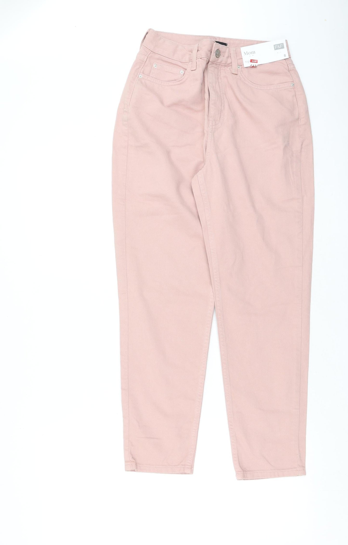 F&F Womens Pink  Cotton Straight Jeans Size 8 L30 in Regular