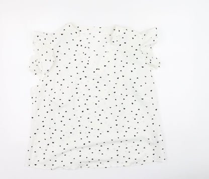 SheIn Womens White  Polyester Basic Blouse Size XL V-Neck