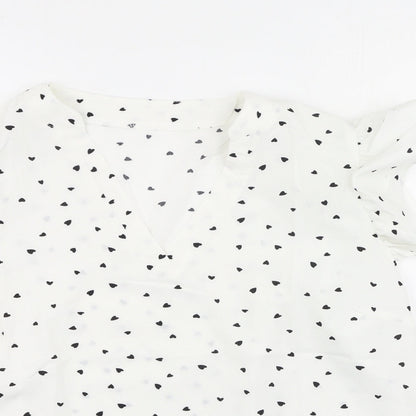 SheIn Womens White  Polyester Basic Blouse Size XL V-Neck