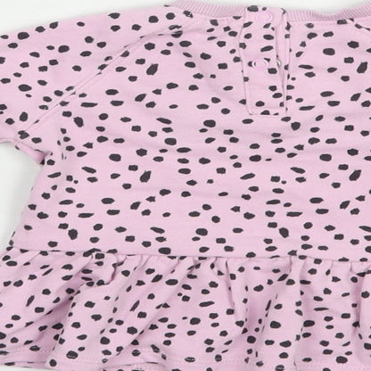 Dunnes Stores Baby Pink Animal Print Cotton Pullover Jumper Size 9-12 Months  Snap - Love