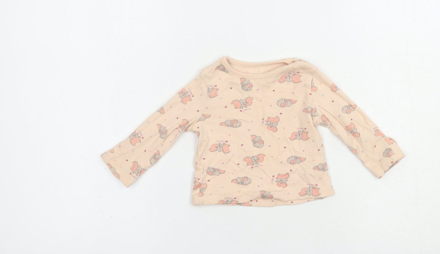 George Baby Pink Geometric Cotton Pullover T-Shirt Size 0-3 Months Crew Neck Pullover - Dumbo