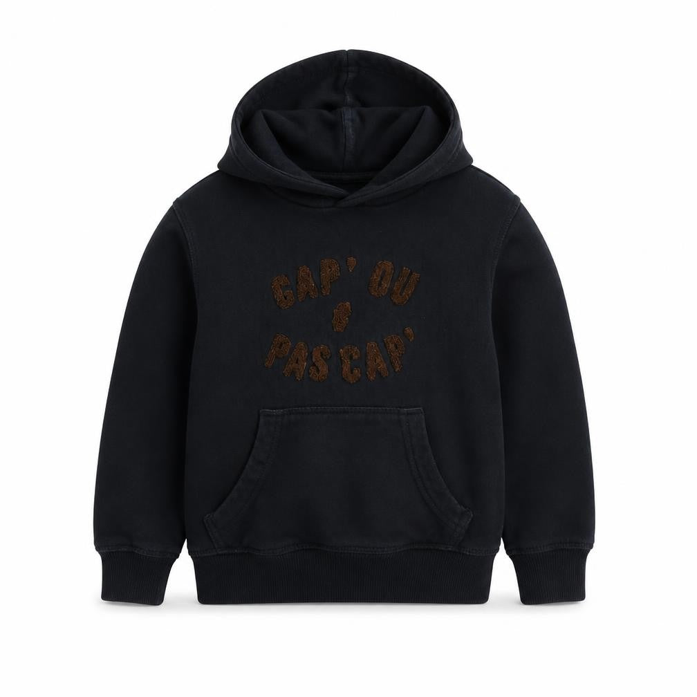 Front view of La Redoute boys’ blue cotton pullover hoodie, size 5, years pullover - cap' ou & pas cap'