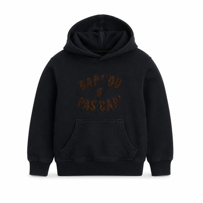 Front view of La Redoute boys’ blue cotton pullover hoodie, size 5, years pullover - cap' ou & pas cap'