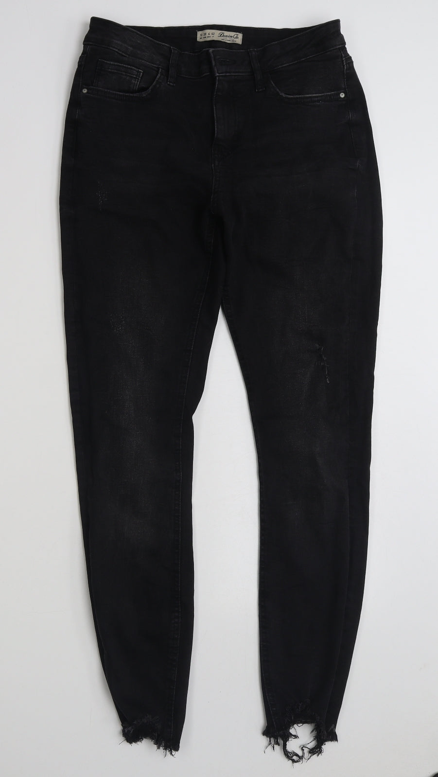 Denim & Co. Womens Black  Cotton Skinny Jeans Size 10 L28 in Slim Zip