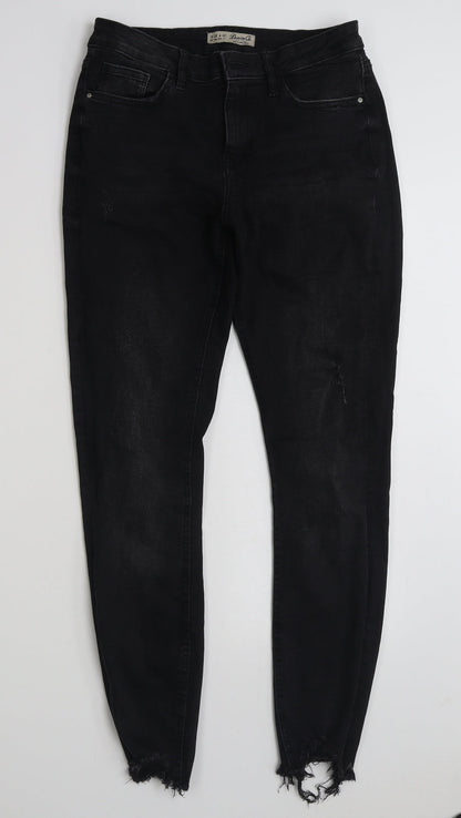 Denim & Co. Womens Black  Cotton Skinny Jeans Size 10 L28 in Slim Zip