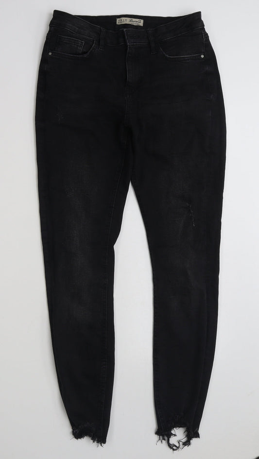 Denim & Co. Womens Black  Cotton Skinny Jeans Size 10 L28 in Slim Zip