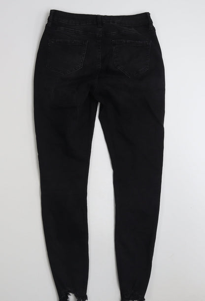 Denim & Co. Womens Black  Cotton Skinny Jeans Size 10 L28 in Slim Zip