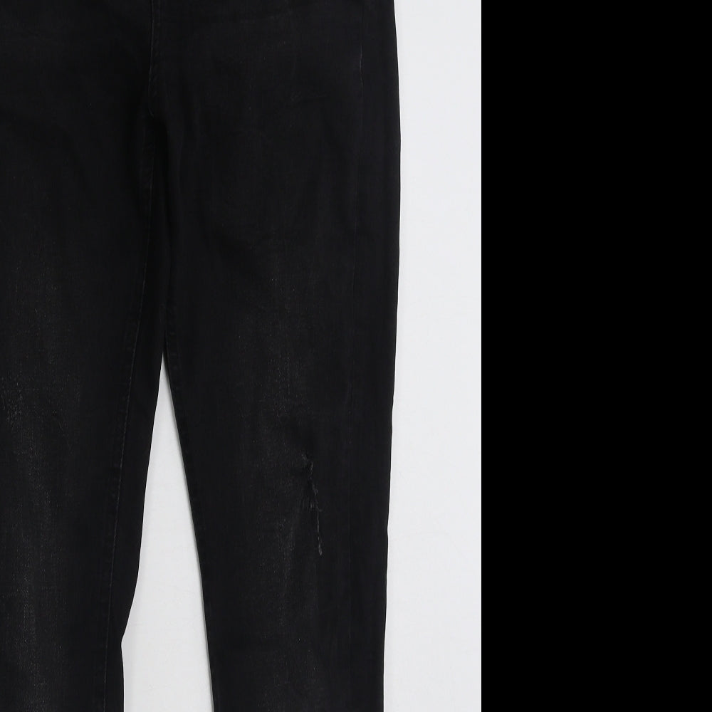 Denim & Co. Womens Black  Cotton Skinny Jeans Size 10 L28 in Slim Zip