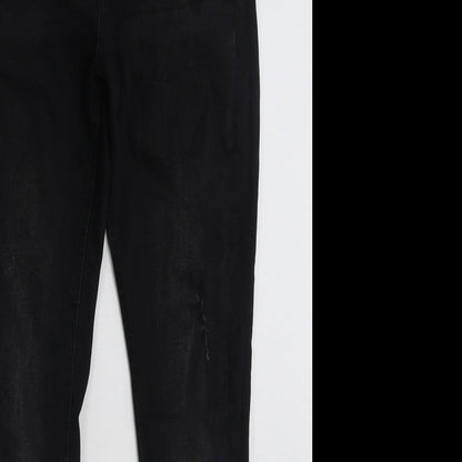 Denim & Co. Womens Black  Cotton Skinny Jeans Size 10 L28 in Slim Zip