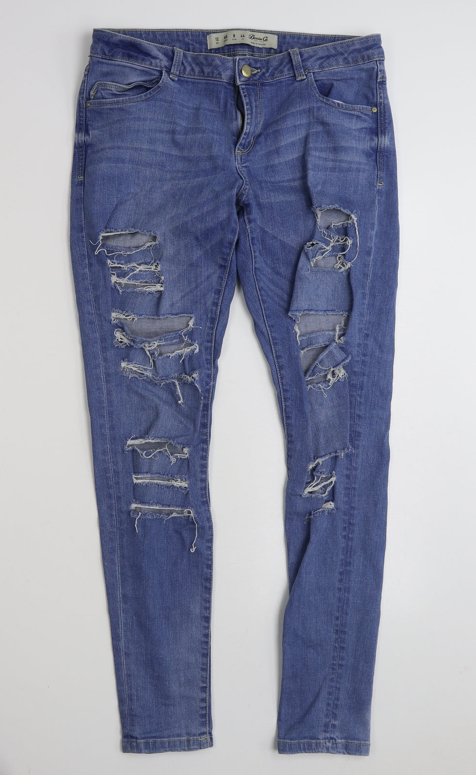 Denim & Co. Womens Blue  Cotton Skinny Jeans Size 12 L29 in Slim Zip