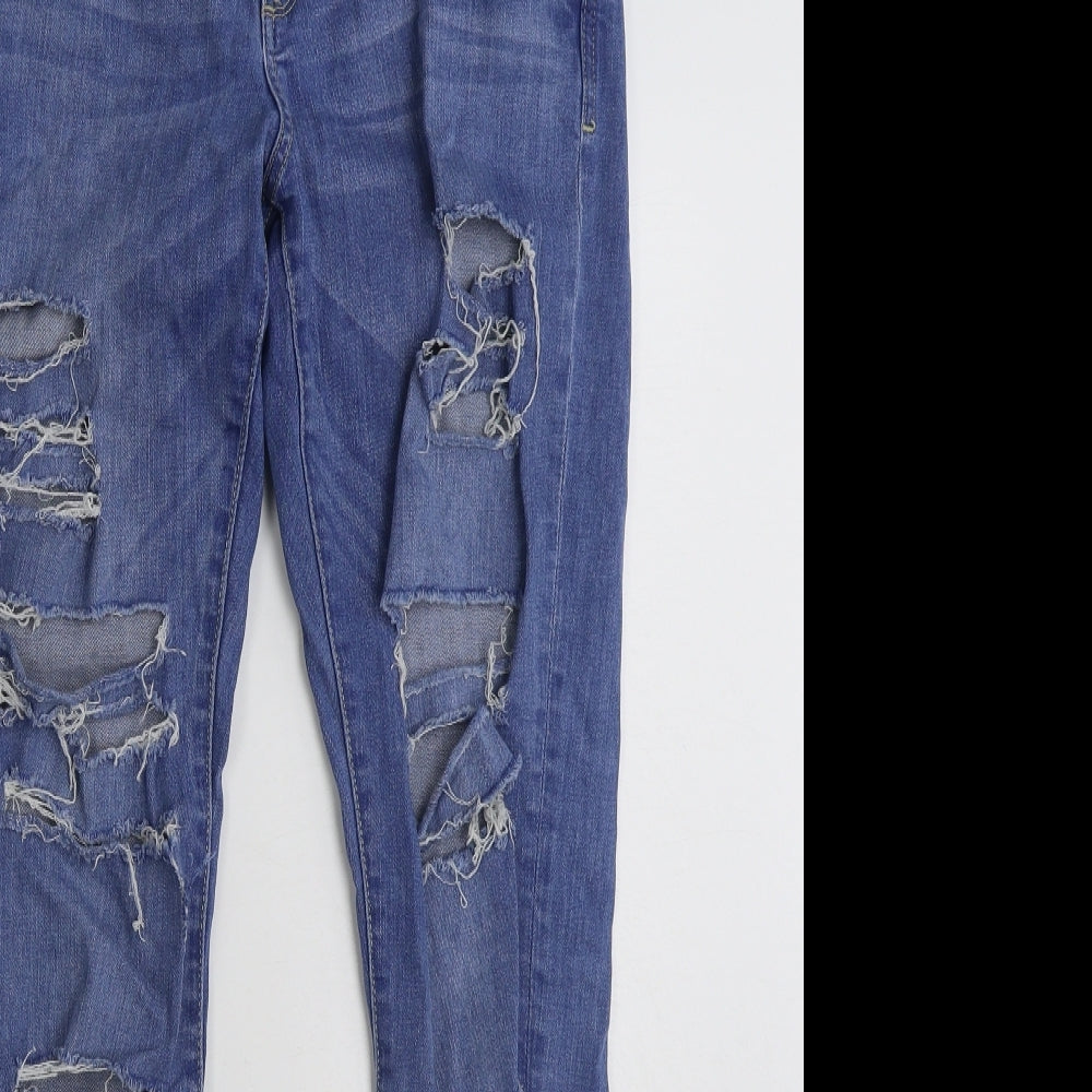 Denim & Co. Womens Blue  Cotton Skinny Jeans Size 12 L29 in Slim Zip