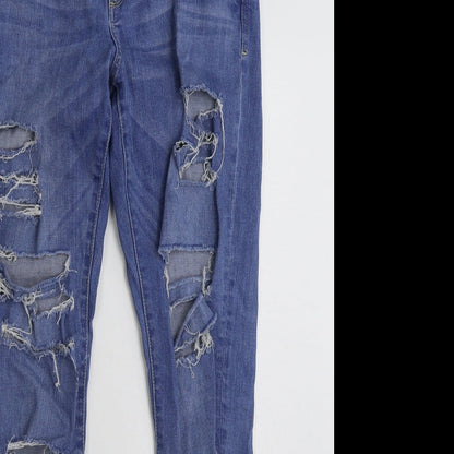 Denim & Co. Womens Blue  Cotton Skinny Jeans Size 12 L29 in Slim Zip