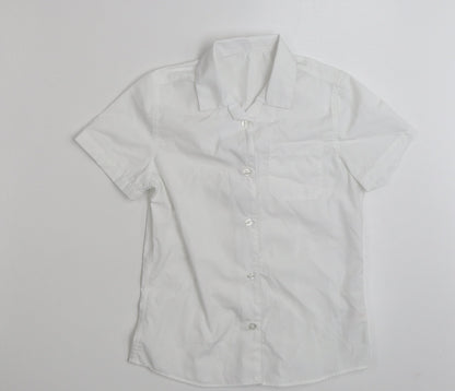 F&F Girls White  Polyester Basic Button-Up Size 9-10 Years Collared Button