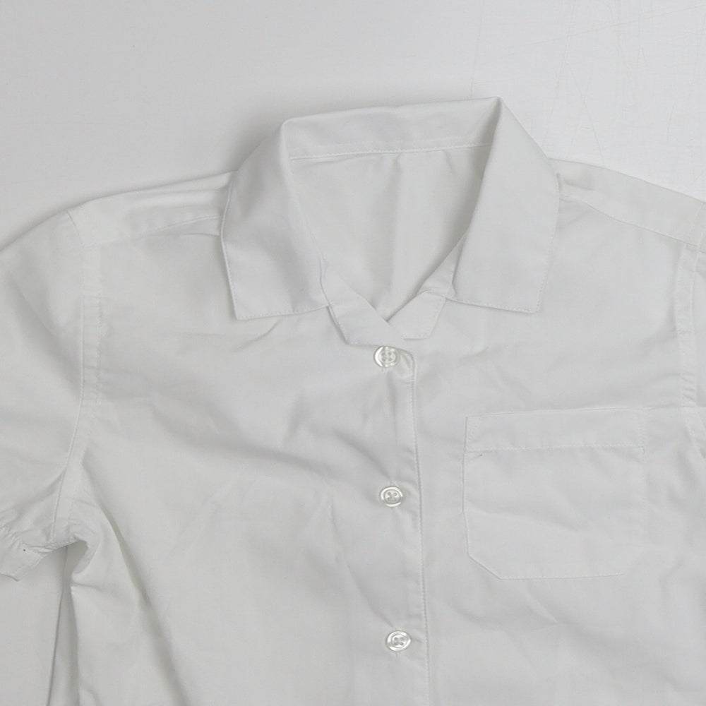 F&F Girls White  Polyester Basic Button-Up Size 9-10 Years Collared Button