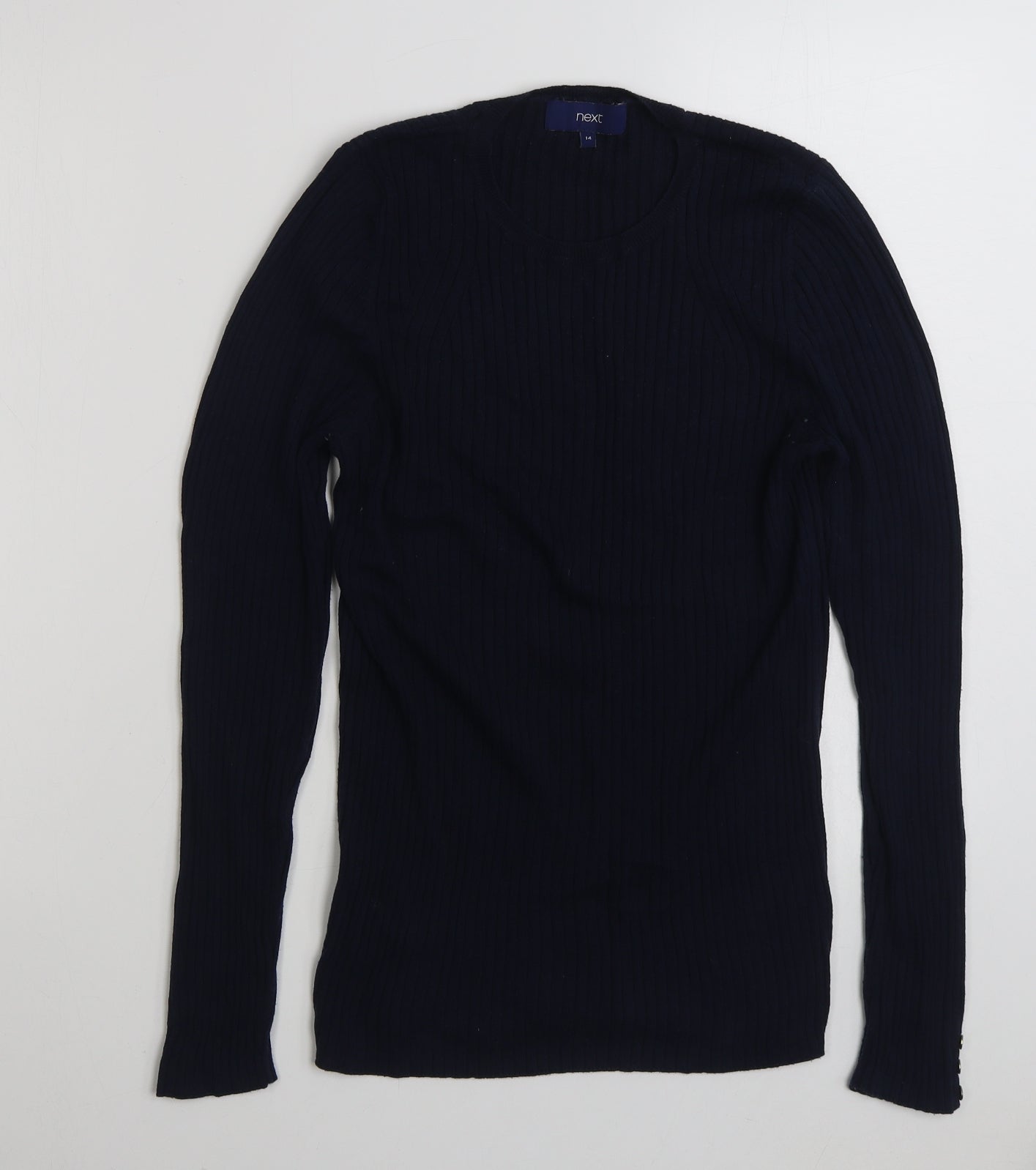 NEXT Womens Blue Scoop Neck  Cotton Pullover Jumper Size 14