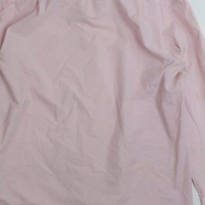 Mens UK Size 16 Marks and Spencer Pink  Button-Up Long Sleeve Casual Shirt