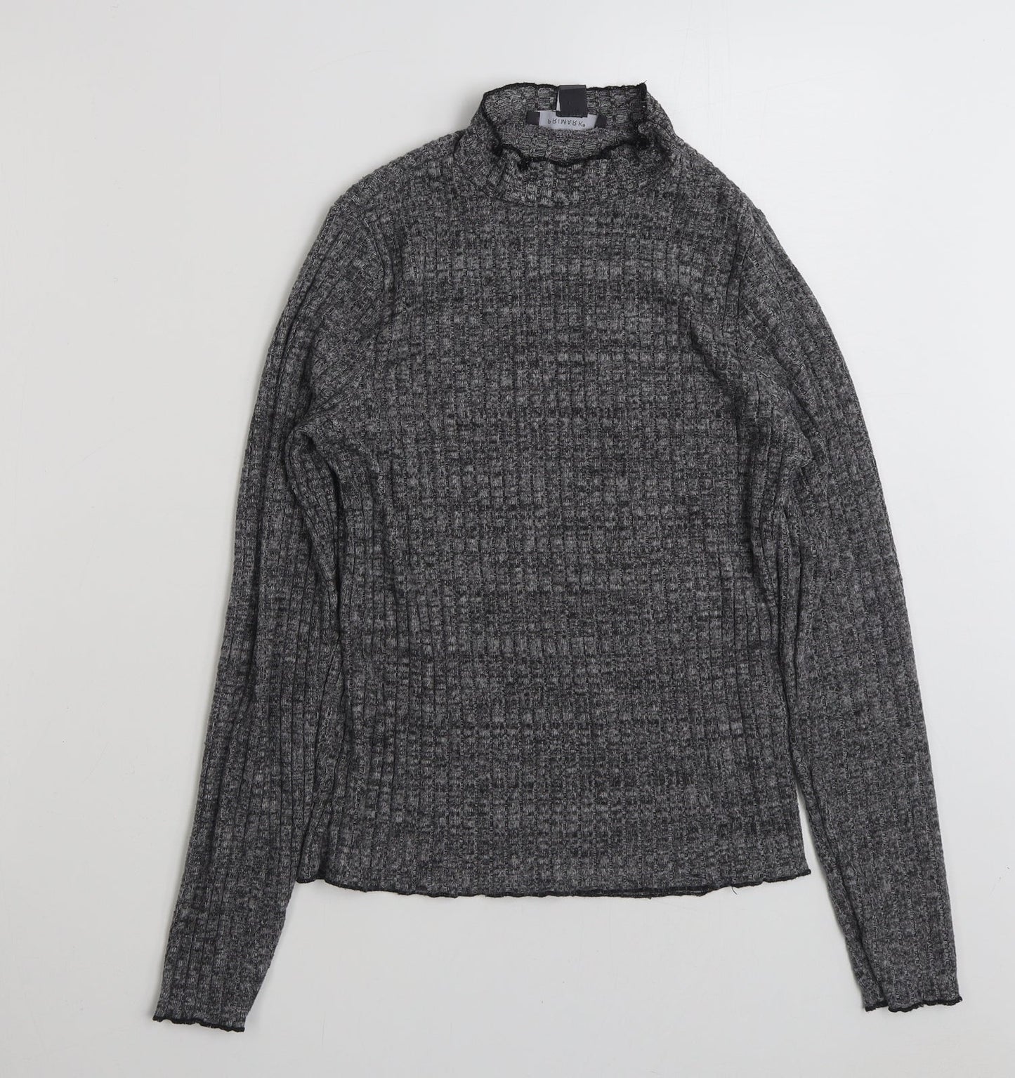 Primark Womens Grey Mock Neck  Polyester Pullover Jumper Size 12