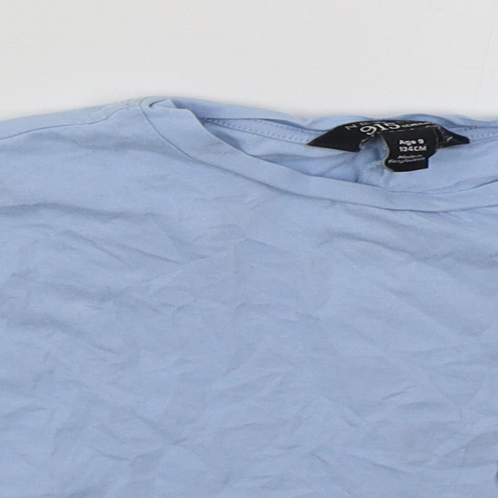 New Look Girls Blue  Cotton Cropped T-Shirt Size 9 Years Crew Neck Pullover