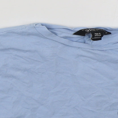 New Look Girls Blue  Cotton Cropped T-Shirt Size 9 Years Crew Neck Pullover