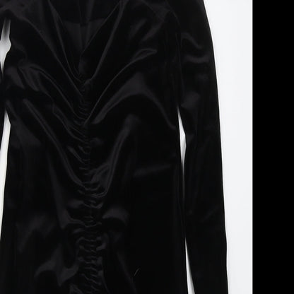 PRETTYLITTLETHING Womens Black  Polyester Mini  Size 10  Off the Shoulder Pullover