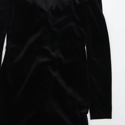 PRETTYLITTLETHING Womens Black  Polyester Mini  Size 10  Off the Shoulder Pullover